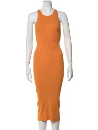 Pre-owned Intermix Crew Neck Midi Length Dress In Orange