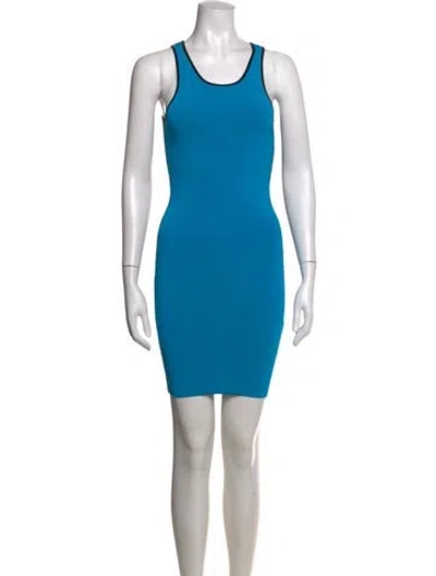Pre-owned Intermix Crew Neck Mini Dress In Black/blue