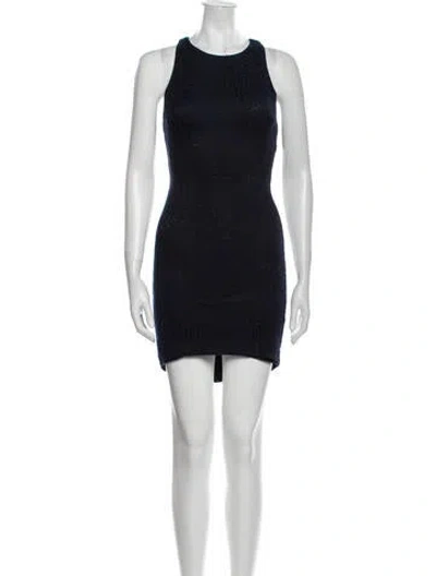 Pre-owned Intermix Crew Neck Mini Dress In Blue