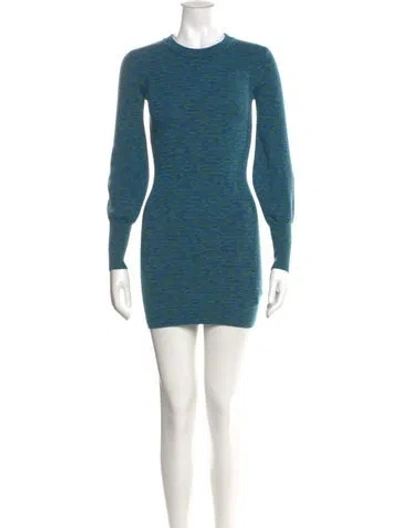 Pre-owned Intermix Crew Neck Mini Dress In Blue