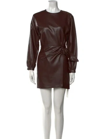 Pre-owned Intermix Crew Neck Mini Dress In Brown