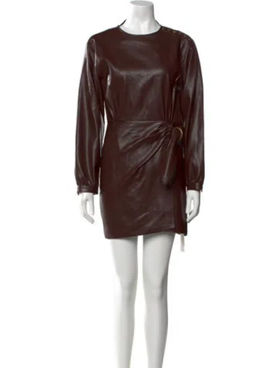 Pre-owned Intermix Crew Neck Mini Dress In Brown