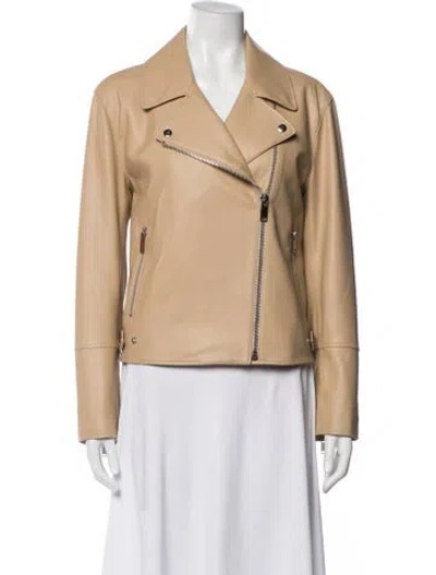 Pre-owned Intermix Faux Leather Biker Jacket In Neutral
