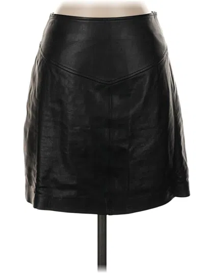 Pre-owned Intermix Faux Leather Skirt In Black