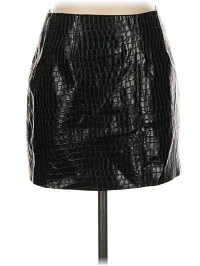 Pre-owned Intermix Faux Leather Skirt In Black