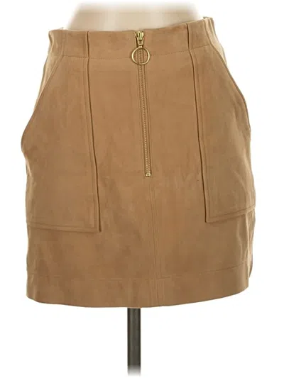 Pre-owned Intermix Faux Leather Skirt In Brown