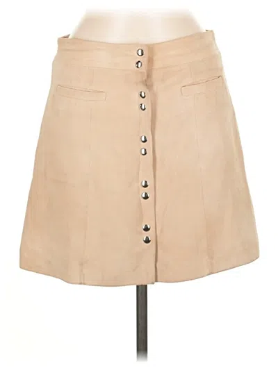 Pre-owned Intermix Faux Leather Skirt In Tan
