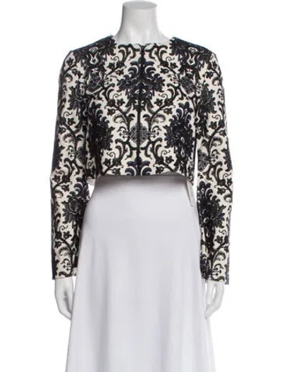 Pre-owned Intermix Floral Print Bolero In Black