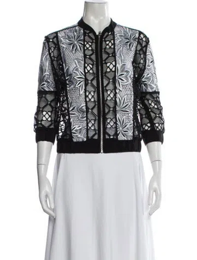 Pre-owned Intermix Floral Print Bomber Jacket W/ Tags In Black