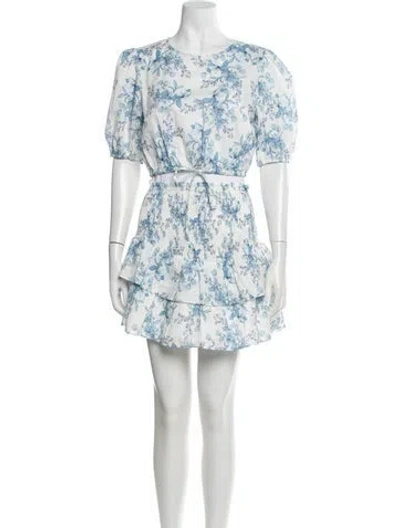 Pre-owned Intermix Floral Print Keyhole Accent Skirt Set In Multi