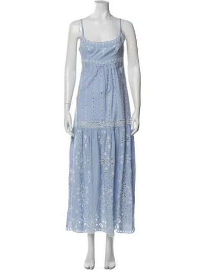 Pre-owned Intermix Floral Print Long Dress In Blue