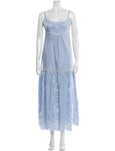 Pre-owned Intermix Floral Print Long Dress In Blue