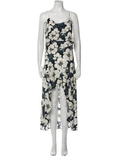Pre-owned Intermix Floral Print Long Dress In Neutral