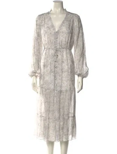 Pre-owned Intermix Floral Print Long Dress In Neutral