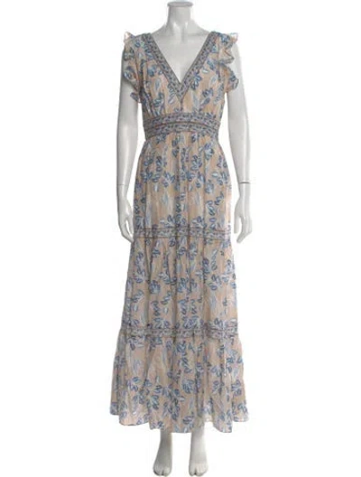 Pre-owned Intermix Floral Print Long Dress In Neutral