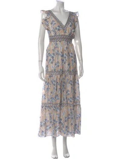 Pre-owned Intermix Floral Print Long Dress In Neutral
