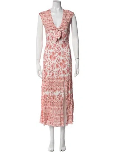Pre-owned Intermix Floral Print Long Dress In Pink