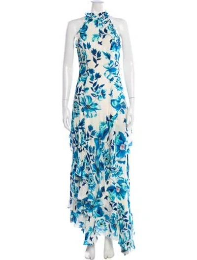 Pre-owned Intermix Floral Print Long Dress In White