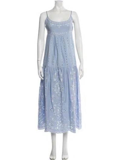 Pre-owned Intermix Floral Print Midi Length Dress In Blue