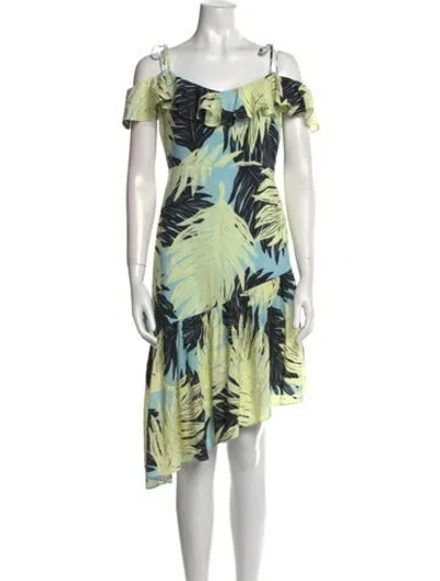 Pre-owned Intermix Floral Print Midi Length Dress In Green