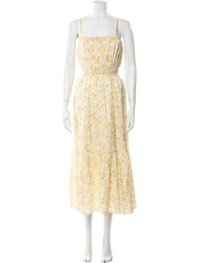 Pre-owned Intermix Floral Print Midi Length Dress In Yellow