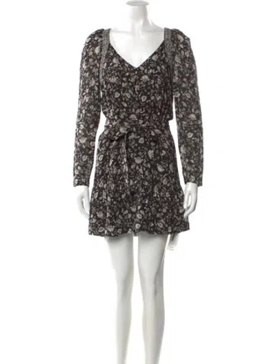 Pre-owned Intermix Floral Print Mini Dress In Black