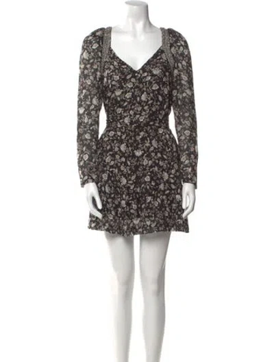Pre-owned Intermix Floral Print Mini Dress In Black