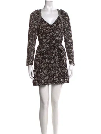 Pre-owned Intermix Floral Print Mini Dress In Black