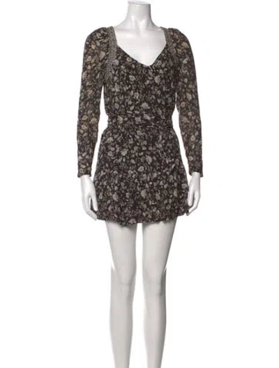 Pre-owned Intermix Floral Print Mini Dress In Black