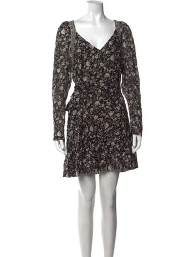 Pre-owned Intermix Floral Print Mini Dress In Black