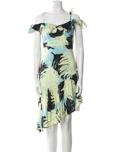 Pre-owned Intermix Floral Print Mini Dress In Blue