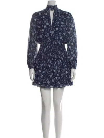 Pre-owned Intermix Floral Print Mini Dress In Blue