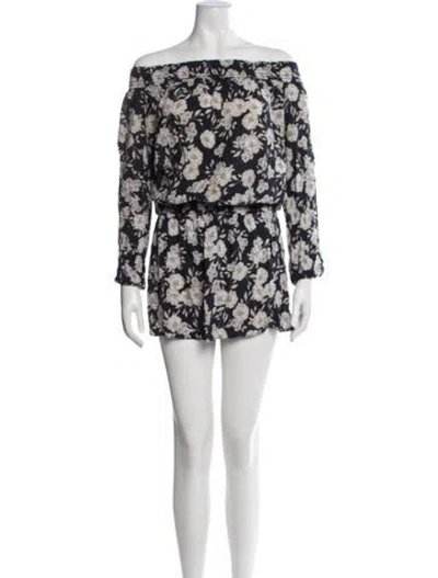 Pre-owned Intermix Floral Print Mini Dress In Blue