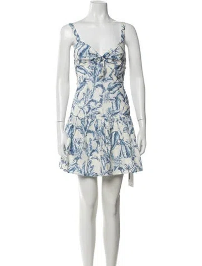 Pre-owned Intermix Floral Print Mini Dress In Blue