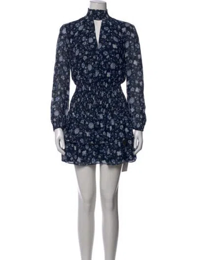 Pre-owned Intermix Floral Print Mini Dress In Blue
