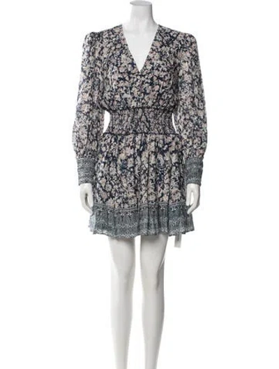 Pre-owned Intermix Floral Print Mini Dress In Blue/neutrals