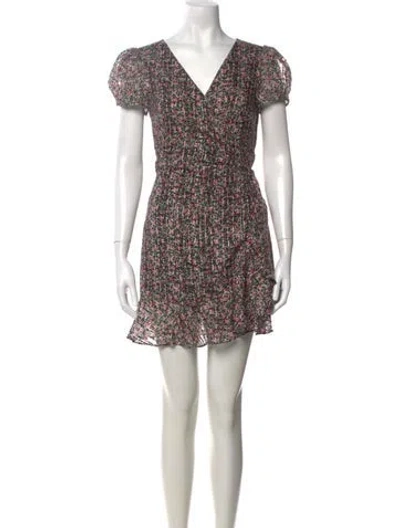 Pre-owned Intermix Floral Print Mini Dress In Green