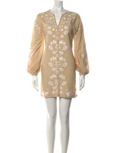 Pre-owned Intermix Floral Print Mini Dress In Neutrals
