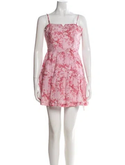 Pre-owned Intermix Floral Print Mini Dress In Pink