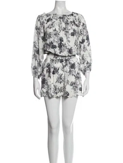 Pre-owned Intermix Floral Print Mini Dress In White