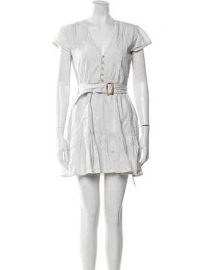 Pre-owned Intermix Floral Print Mini Dress In White