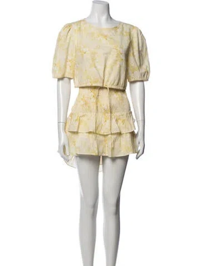 Pre-owned Intermix Floral Print Skirt Set In Yellow