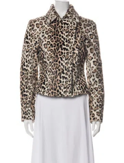 Pre-owned Intermix Goat Fur Animal Print Faux Fur Jacket In Multi