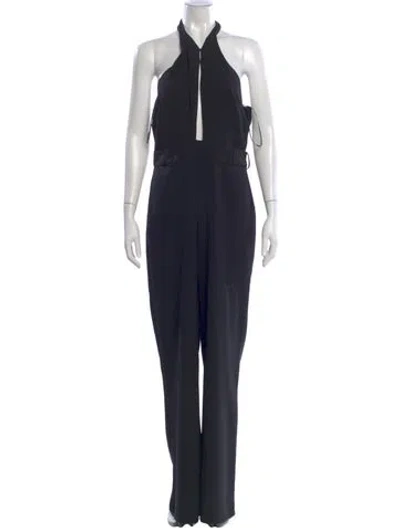 Pre-owned Intermix Halterneck Jumpsuit In Black
