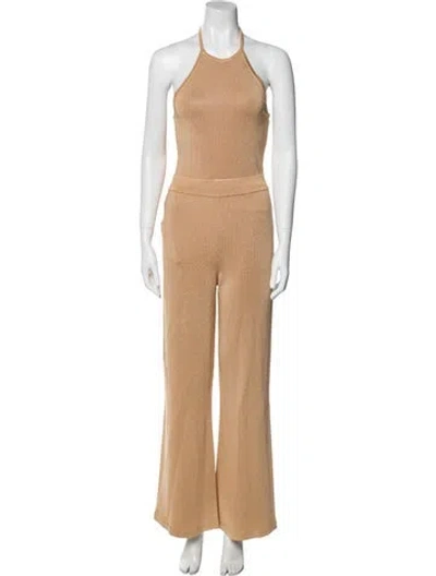 Pre-owned Intermix Halterneck Jumpsuit In Neutral
