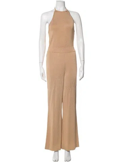Pre-owned Intermix Halterneck Jumpsuit In Neutrals