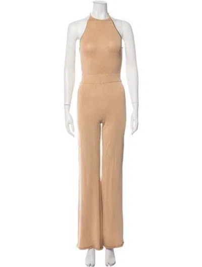 Pre-owned Intermix Halterneck Jumpsuit In Neutrals