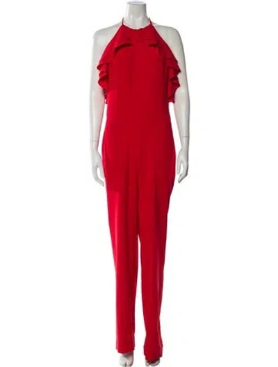 Pre-owned Intermix Halterneck Jumpsuit In Red