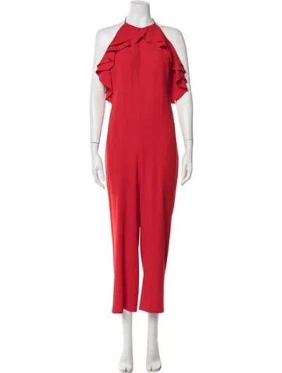 Pre-owned Intermix Halterneck Jumpsuit In Red