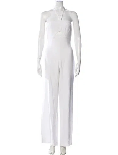 Pre-owned Intermix Halterneck Jumpsuit In White